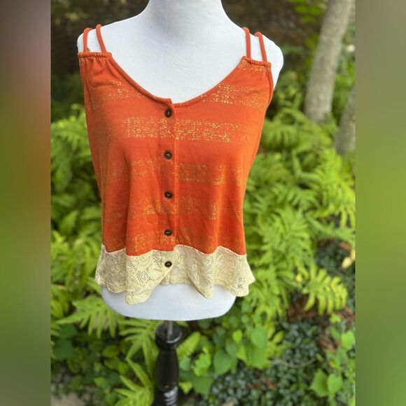 Anthropologie Daytrip Orange and Cream Camisole Top - Picture 2 of 6